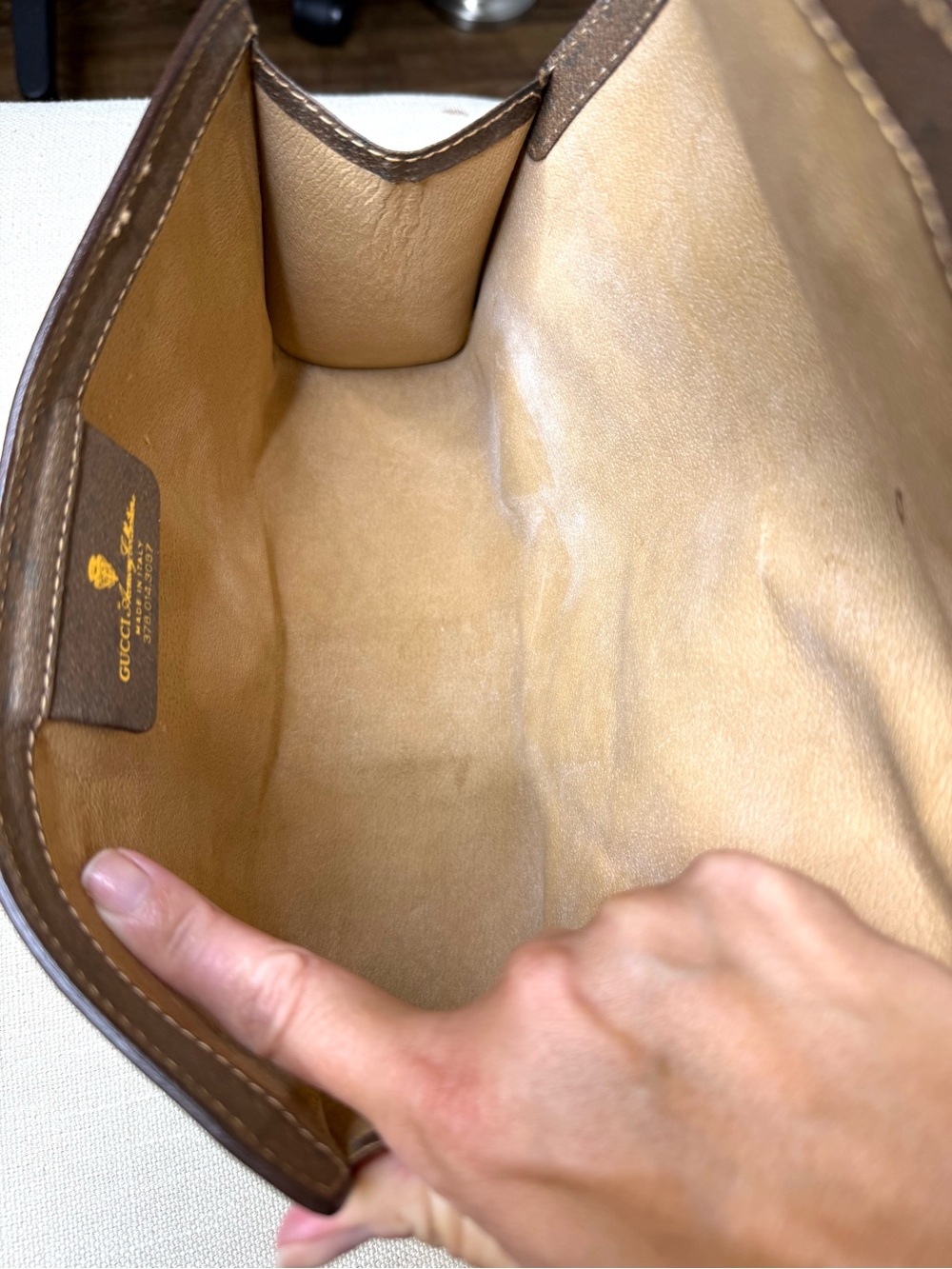 Authentic Gucci supreme monogram canvas clutch bag brown leather - Picture 12 of 16